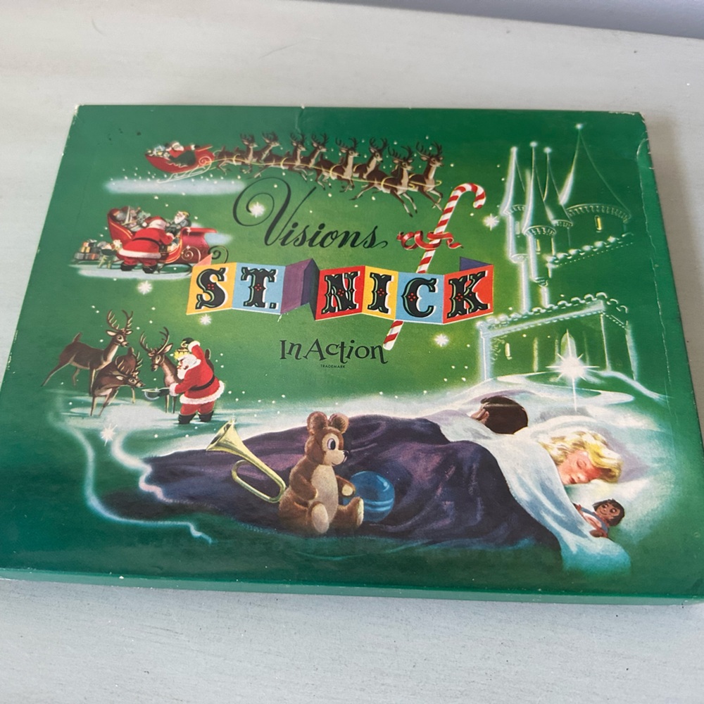 Vintage Visions St Nick Christmas In Action Nook With Box 1950 e a Bradford